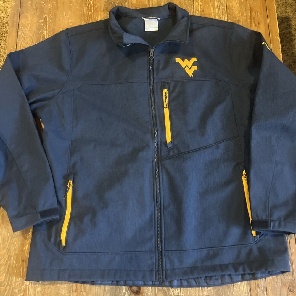 West Virginia WVU Mountaineers Columbia Soft Shell Full Zip Jacket Men’s Sz XL